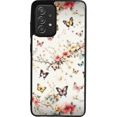 Coque Samsung Galaxy A52 - Silicone rigide noir Spring 25 Papillons Légers