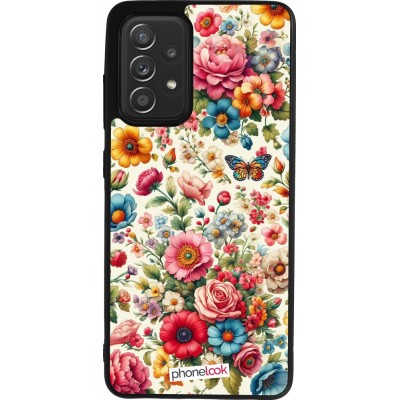 Coque Samsung Galaxy A52 - Silicone rigide noir Spring 25 printemps fleuri