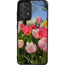 Coque Samsung Galaxy A52 - Silicone rigide noir Tulips Spring 2026