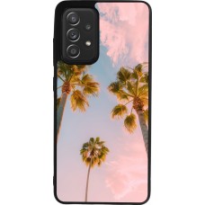 Coque Samsung Galaxy A52 - Silicone rigide noir Summer 2025 Palmiers
