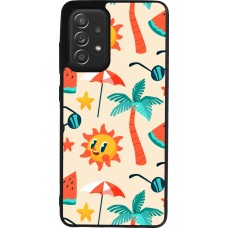 Coque Samsung Galaxy A52 - Silicone rigide noir Summer 2025 Pattern soleil