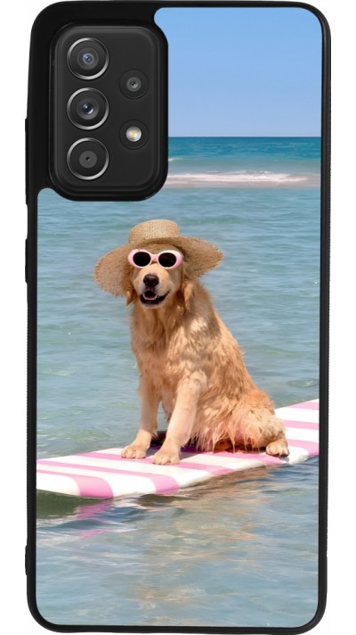 Samsung Galaxy A52 Case Hülle - Silikon schwarz Summer Dog on Paddle