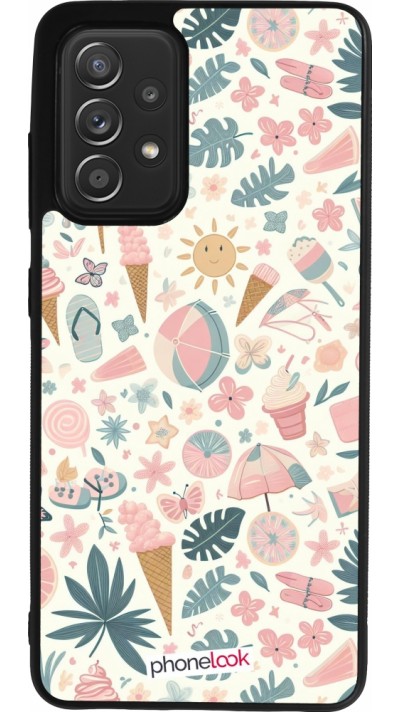 Samsung Galaxy A52 Case Hülle - Silikon schwarz Sommer Pink Muster