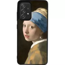 Coque Samsung Galaxy A52 - Silicone rigide noir Tableau art - La Jeune fille à la perle - Johannes Vermeer