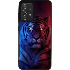 Coque Samsung Galaxy A52 - Silicone rigide noir Tiger Blue Red