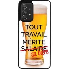 Coque Samsung Galaxy A52 - Silicone rigide noir Tout travail mérite sa bière