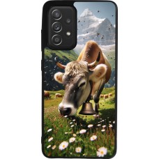 Coque Samsung Galaxy A52 - Silicone rigide noir Vache montagne Valais
