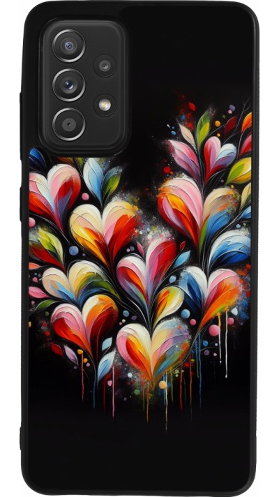 Samsung Galaxy A52 Case Hülle - Silikon schwarz Valentin 2024 Schwarzes Herz Abstrakt