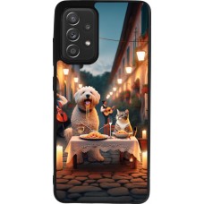 Coque Samsung Galaxy A52 - Silicone rigide noir Valentine 2024 Dog & Cat Candlelight