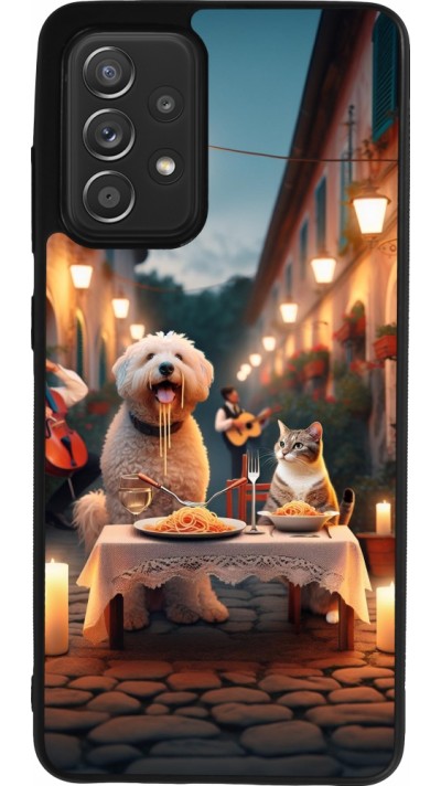 Samsung Galaxy A52 Case Hülle - Silikon schwarz Valentin 2024 Hund & Katze Kerzenlicht