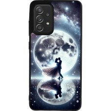 Coque Samsung Galaxy A52 - Silicone rigide noir Valentine 2024 Love under the moon