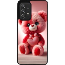 Coque Samsung Galaxy A52 - Silicone rigide noir Valentine 2024 Ourson rose