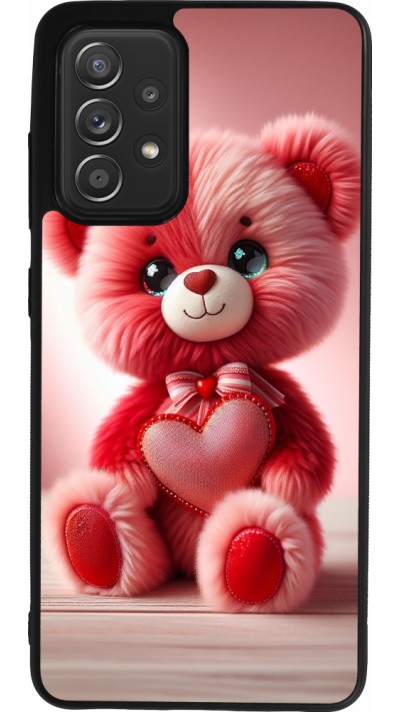 Samsung Galaxy A52 Case Hülle - Silikon schwarz Valentin 2024 Rosaroter Teddybär