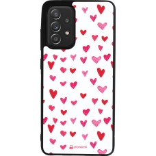 Coque Samsung Galaxy A52 - Silicone rigide noir Valentine 2022 Many pink hearts