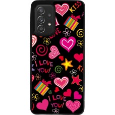 Coque Samsung Galaxy A52 - Silicone rigide noir Valentine 2023 love symbols