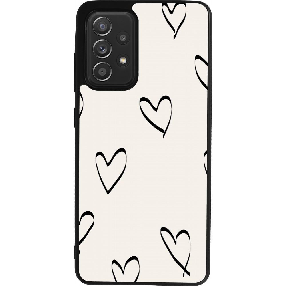 Coque Samsung Galaxy A52 - Silicone rigide noir Valentine 2023 minimalist hearts