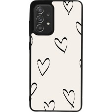 Coque Samsung Galaxy A52 - Silicone rigide noir Valentine 2023 minimalist hearts
