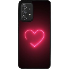 Coque Samsung Galaxy A52 - Silicone rigide noir Valentine 2023 single neon heart