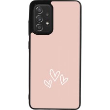 Coque Samsung Galaxy A52 - Silicone rigide noir Valentine 2023 three minimalist hearts