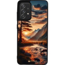 Coque Samsung Galaxy A52 - Silicone rigide noir Valley Sunset Deer Tree
