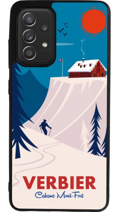 Coque Samsung Galaxy A52 - Silicone rigide noir Verbier Cabane Mont-Fort