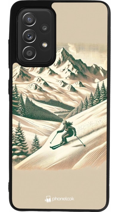 Coque Samsung Galaxy A52 - Silicone rigide noir Vintage Ski Mountain