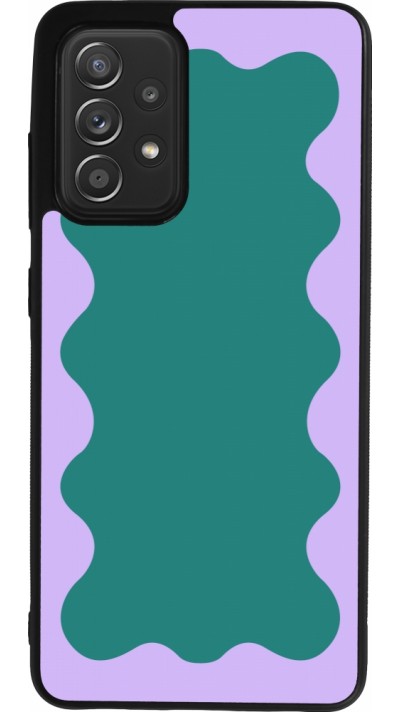 Coque Samsung Galaxy A52 - Silicone rigide noir Wavy Rectangle Green Purple
