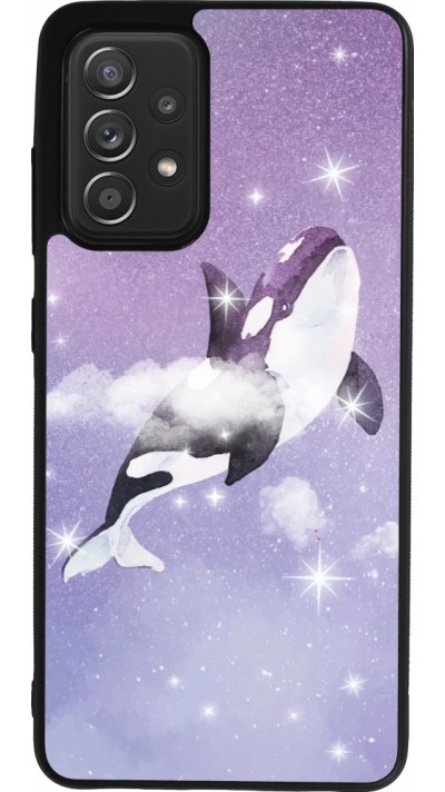 Coque Samsung Galaxy A52 - Silicone rigide noir Whale in sparking stars