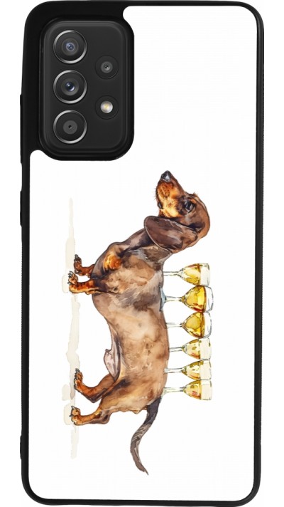 Coque Samsung Galaxy A52 - Silicone rigide noir Wine Teckel