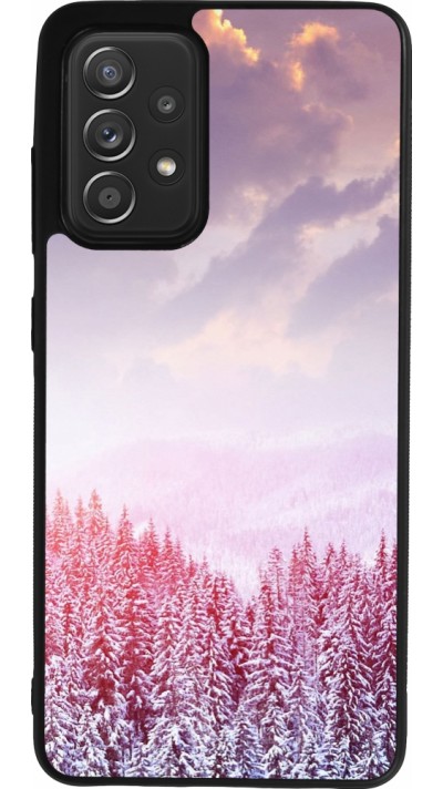 Coque Samsung Galaxy A52 - Silicone rigide noir Winter 22 Pink Forest