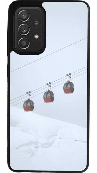 Coque Samsung Galaxy A52 - Silicone rigide noir Winter 22 ski lift