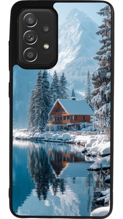 Coque Samsung Galaxy A52 - Silicone rigide noir Winter 25 Winter house forest day