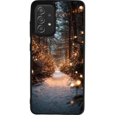 Coque Samsung Galaxy A52 - Silicone rigide noir Winter 25 Winter snowy road