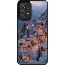 Coque Samsung Galaxy A52 - Silicone rigide noir Winter 25 Winter snowy village