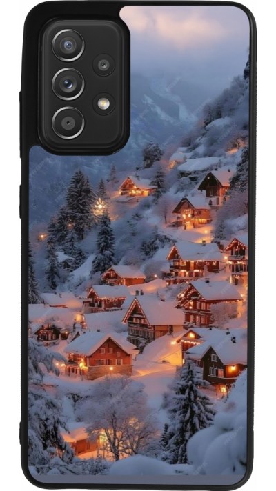 Coque Samsung Galaxy A52 - Silicone rigide noir Winter 25 Winter snowy village