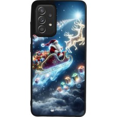 Coque Samsung Galaxy A52 - Silicone rigide noir Noël 2023 Père Noël enchanté