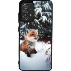 Coque Samsung Galaxy A52 - Silicone rigide noir Noël 2023 Renardeau sapin