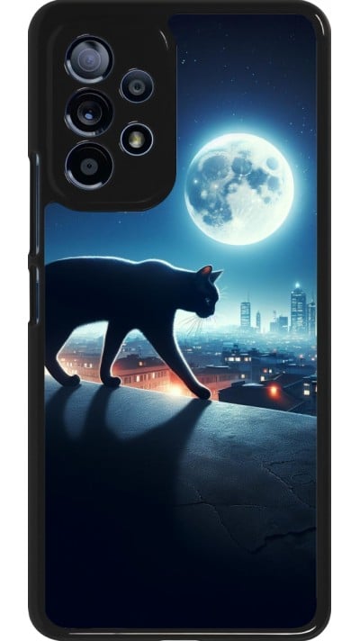 Coque Samsung Galaxy A53 5G - Chat noir sous la pleine lune