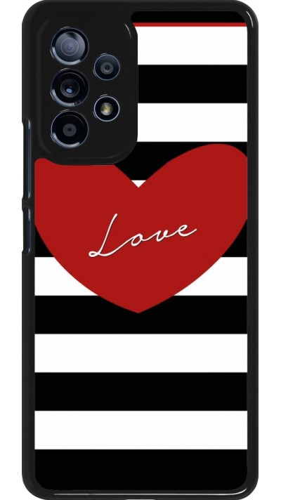 Coque Samsung Galaxy A53 5G - Valentine 2023 heart black and white lines