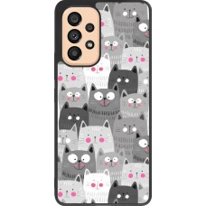 Coque Samsung Galaxy A53 5G - Silicone rigide noir Chats gris troupeau