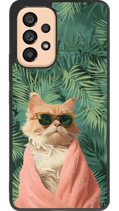Samsung Galaxy A53 5G Case Hülle - Silikon schwarz Cat Summer Palms