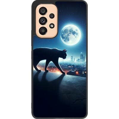 Samsung Galaxy A53 5G Case Hülle - Silikon schwarz Schwarze Katze unter dem Vollmond