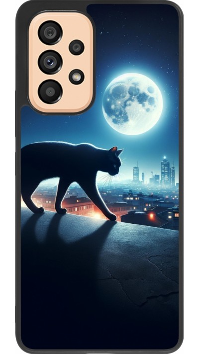 Samsung Galaxy A53 5G Case Hülle - Silikon schwarz Schwarze Katze unter dem Vollmond
