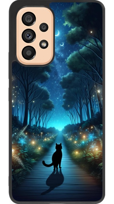 Samsung Galaxy A53 5G Case Hülle - Silikon schwarz Schwarze Katze Spaziergang