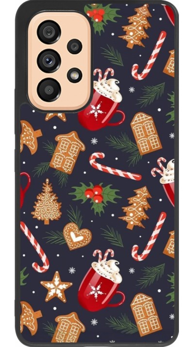 Samsung Galaxy A53 5G Case Hülle - Silikon schwarz Christmas 25 Pattern Gingerbread House