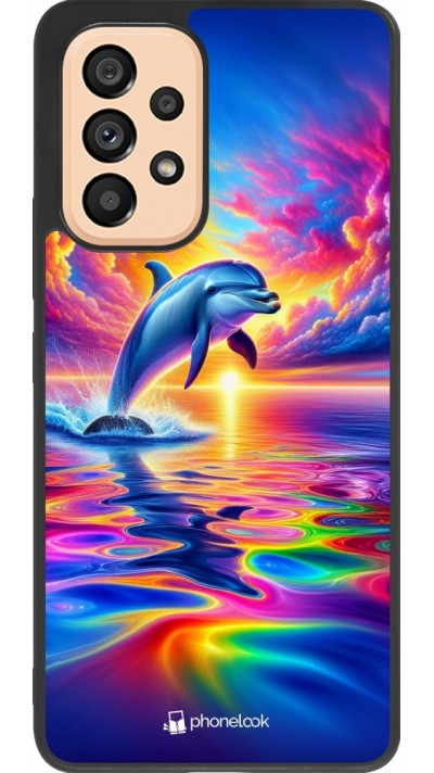 Samsung Galaxy A53 5G Case Hülle - Silikon schwarz Glücklicher Regenbogen-Delfin
