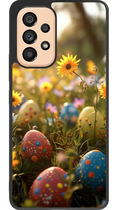 Coque Samsung Galaxy A53 5G - Silicone rigide noir Easter 2026 Decorated eggs