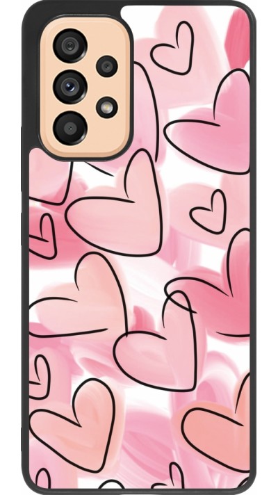 Samsung Galaxy A53 5G Case Hülle - Silikon schwarz Easter 2023 pink hearts