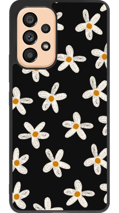 Samsung Galaxy A53 5G Case Hülle - Silikon schwarz Easter 2024 white on black flower