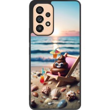 Samsung Galaxy A53 5G Case Hülle - Silikon schwarz Kackhaufen Emoji auf Liegestuhl